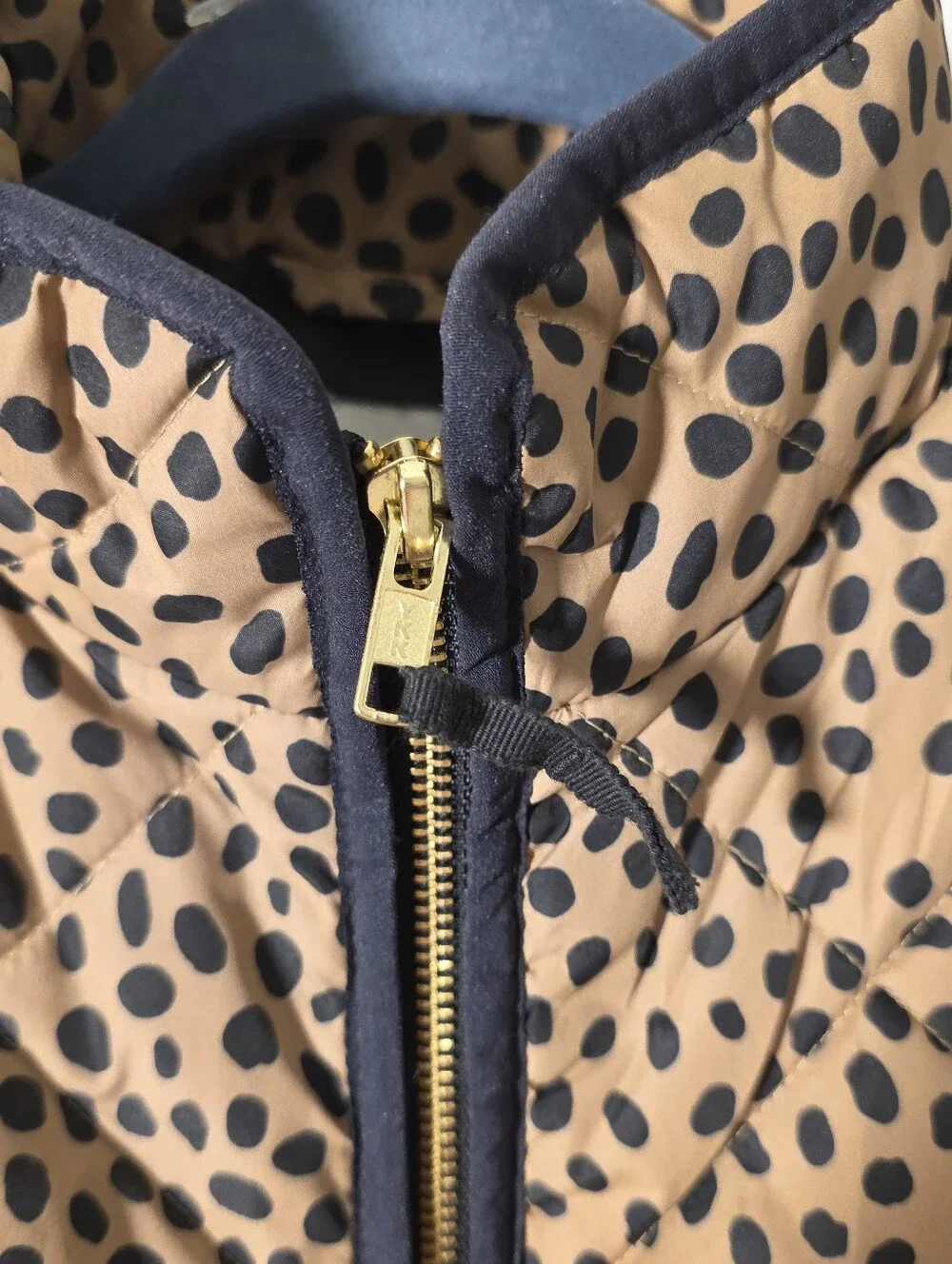 J.Crew Quilted Leopard Print Spotted Zip-Up Vest,Vest (Size S)